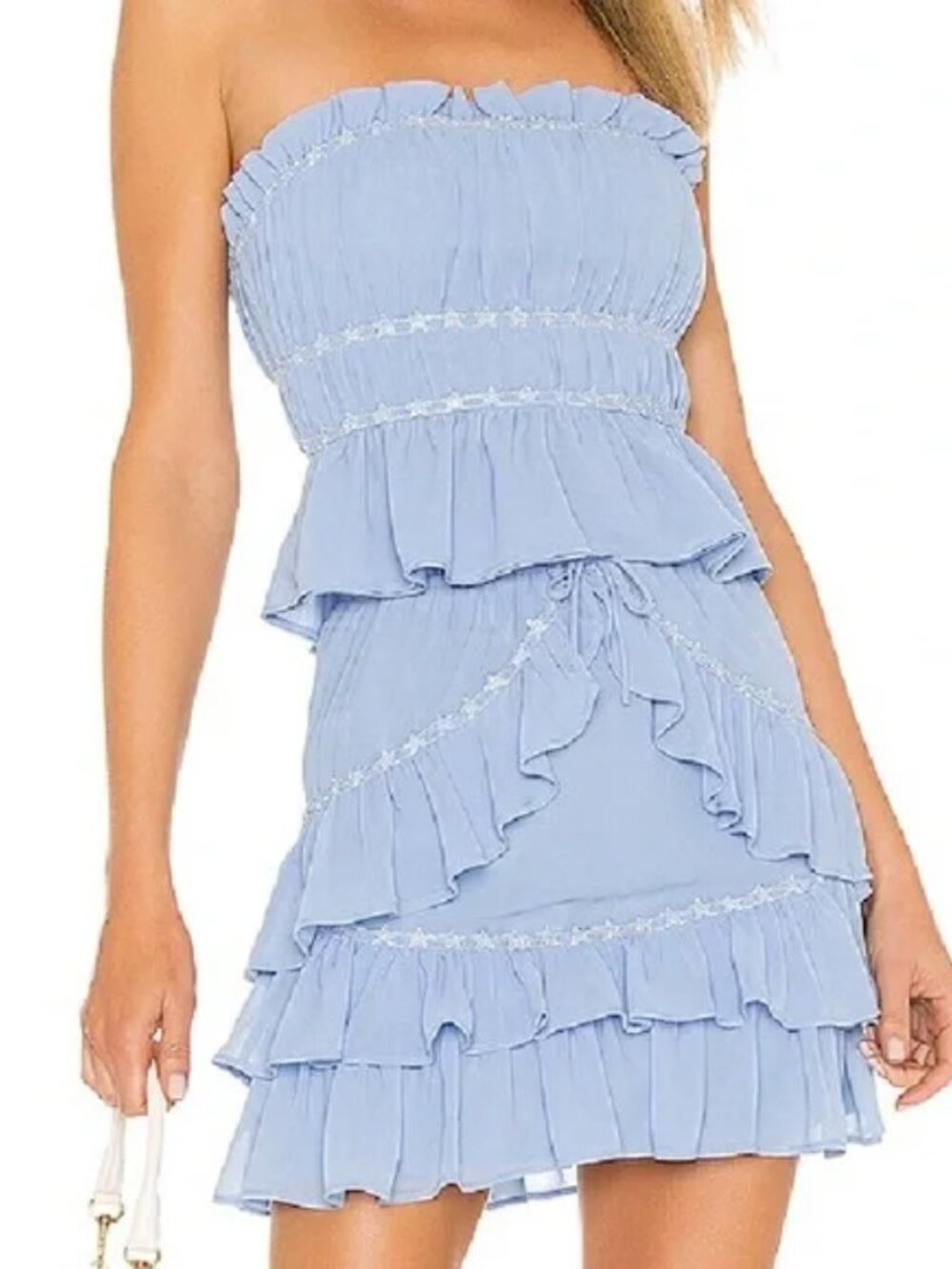 Lovers + Friends NWT Blue Holly Star Blouse Top and Ruffled Jana Mini Skirt Set